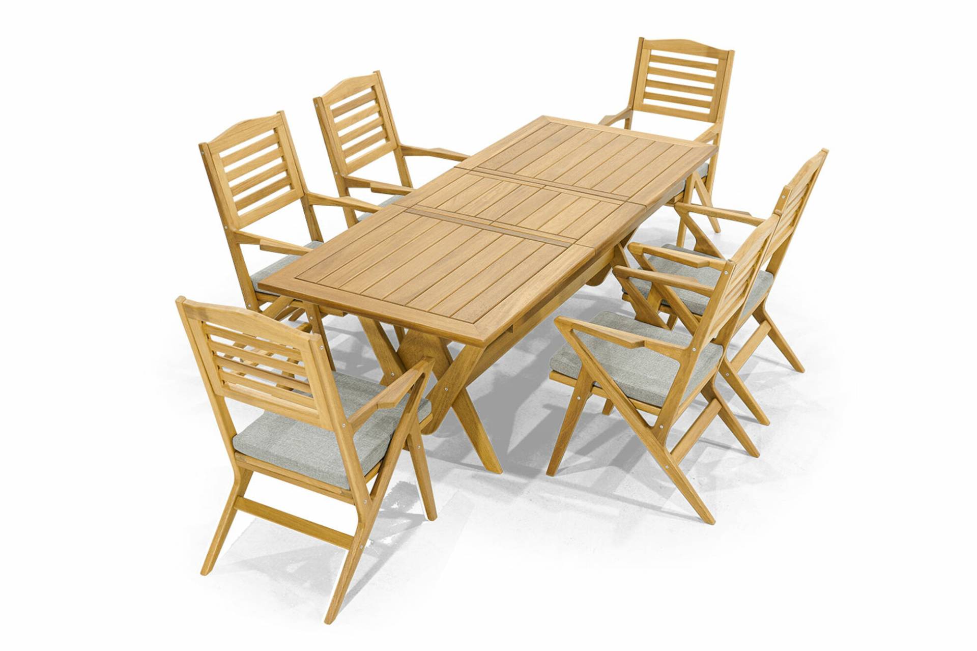 Robuste Holz Gartenmöbel Edler Esstich Designer 6x Gartenstühle 7tlg von JV Möbel