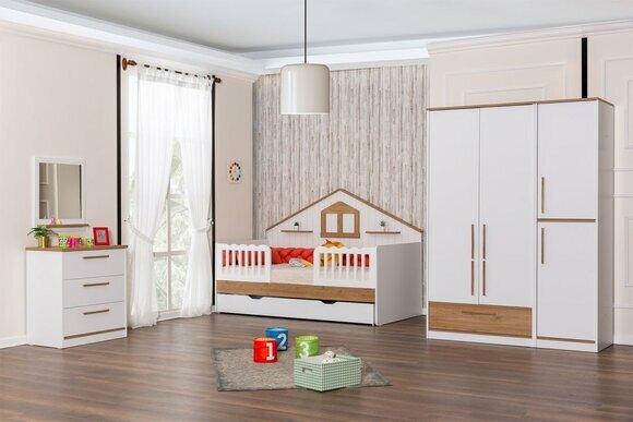 Robuste Komplette Kinderzimmer Einrichtung Designer Bett Kleiderschrank von JV Moebel