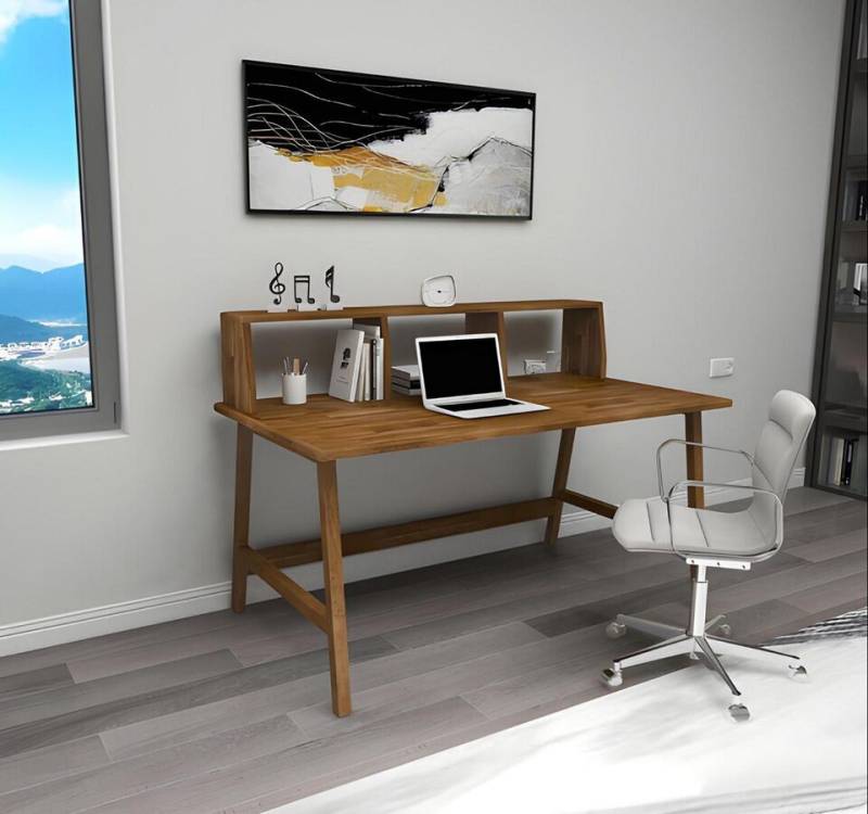 Robuster Brauner Tisch Landhausstil Schreibtische Luxuriöse Büro Möbel von JV Moebel