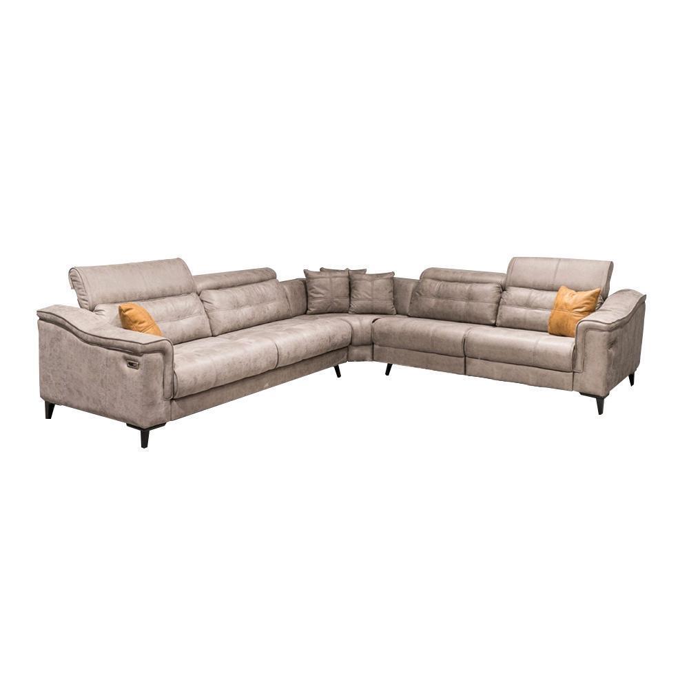 Robustes Graues Ecksofa Wohnzimmer L-Form Ledersofa Designer Couchen von JV Möbel