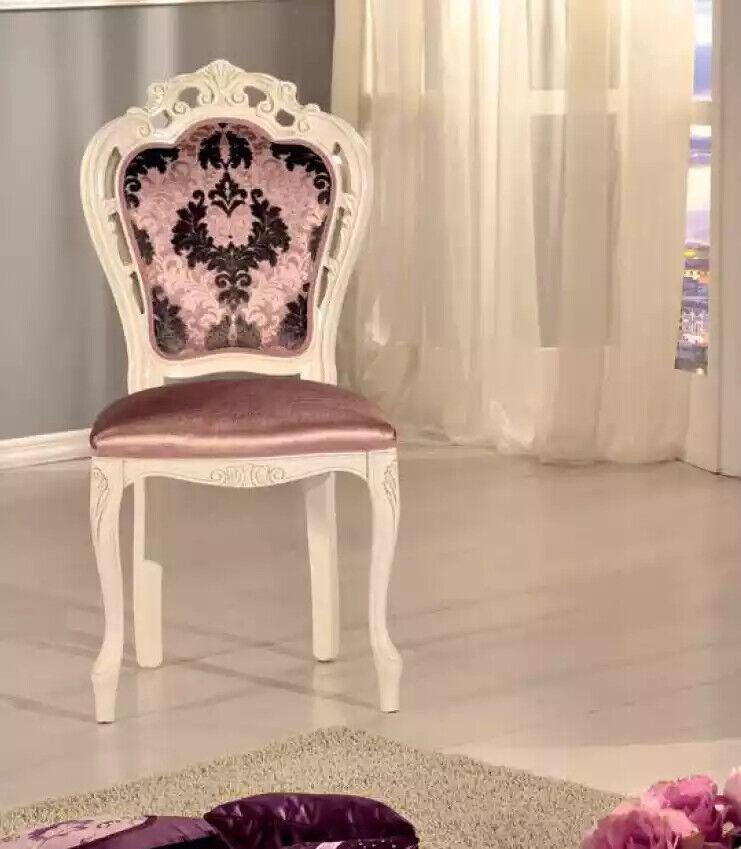 Rosa Stuhl Polsterstuhl Klassischer Sitzmöbel Ess Zimmer Polster Textil von JV Möbel