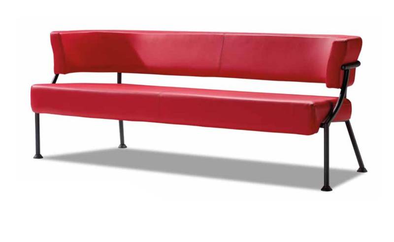 Roter Leder Dreisitzer Wohnzimmer Designer Polstercouch Sitzmöbel Sofa von JV Möbel
