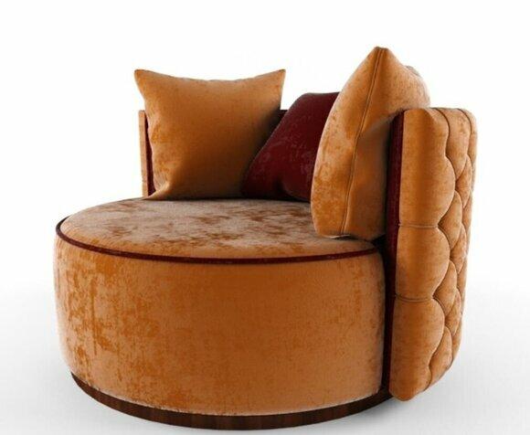 Rund Sessel Chesterfield Club Runde Sofa Couch Runde Relax Stühle Polster Stuhl von JV Moebel