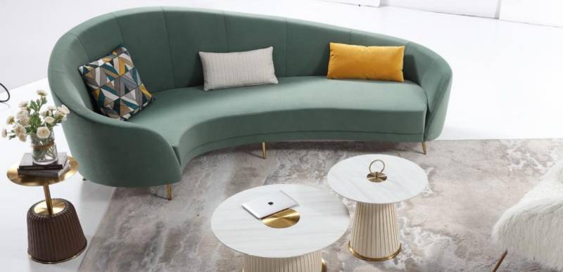 Rund Sofa + Couchtisch Modernes Sofa Wohnzimmer Couchtisch Möbel Komplett Set von JV Möbel