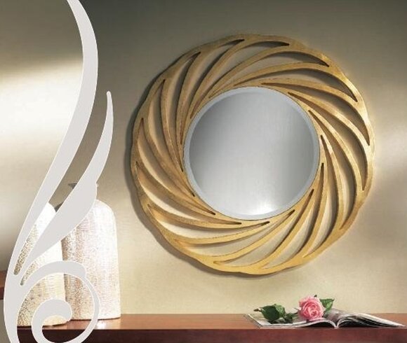 Rund Spiegel Hängespiegel Holz Modern Wandspiegel Spieglein Design 90x90 von JV Möbel