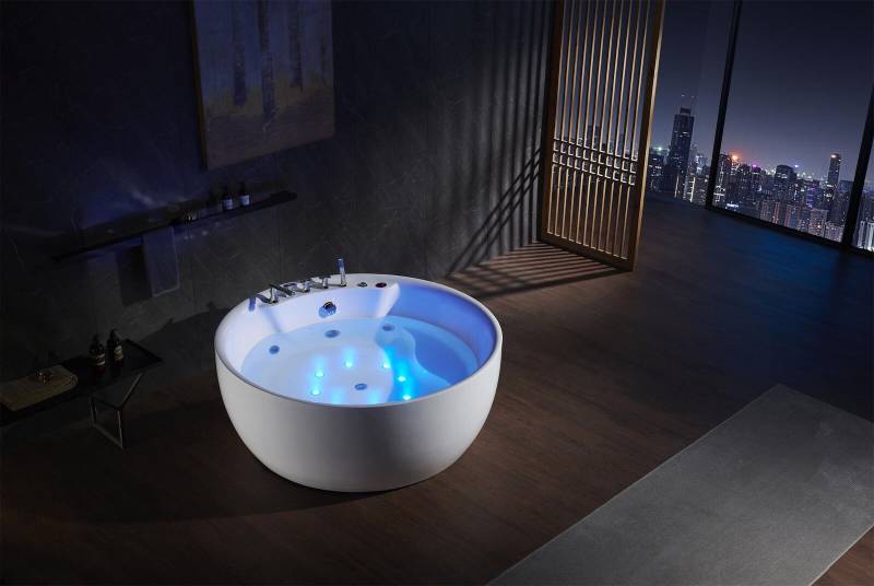 Runde Badewanne Whirlpool Wannen LED Sprudel Wanne Massage Design Wellness von JV Möbel