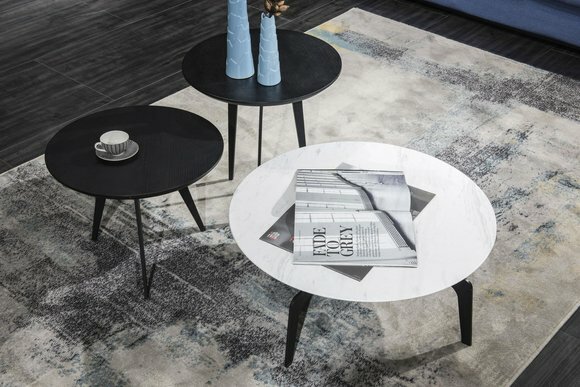 Runde Couch Tische Marmor Rund Tisch Design Luxus Weiss Wohnzimmer von JV Möbel