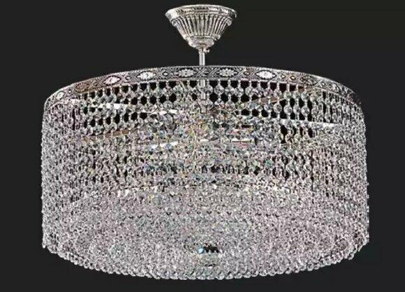 Runde Deckenlampe Deckenleuchter Luxus Silber Kronleuchter Lüster Kristall von JV Moebel