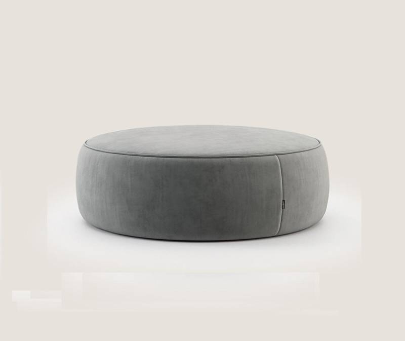 Runder Grauer Sitzhocker Luxus Pouf Schlafzimmer Möbel Beistellhocker von JV Möbel