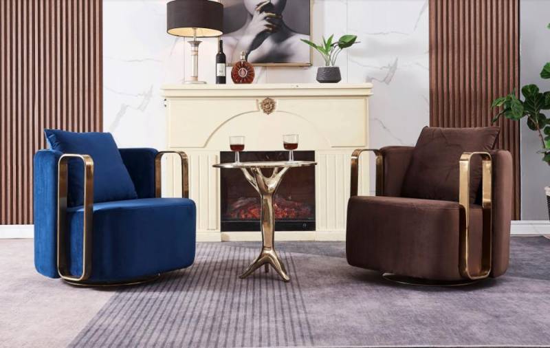 Runder Sessel Couch Edelstahl Rundsessel Wartezimmer Design Möbel von JV Möbel