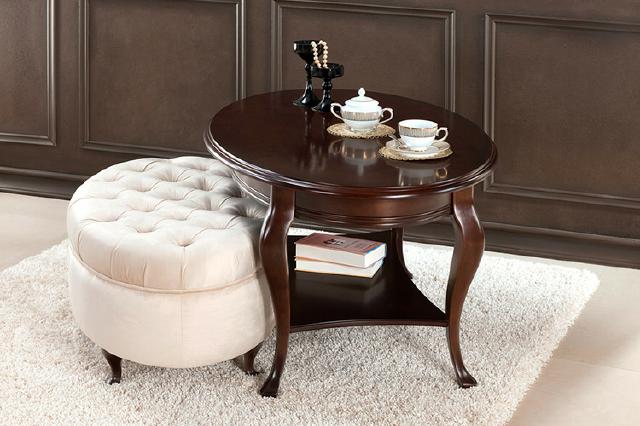 Rundhocker Hocker Leder Ottomane mit Tisch Serviertisch 2tlg Set Garnitur Verona von JV Möbel