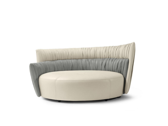 Rundsofa Zweisitzer Sofa 2 Sitz Design Sofas Polster Prianera Sitz Leder Couch von JV Möbel