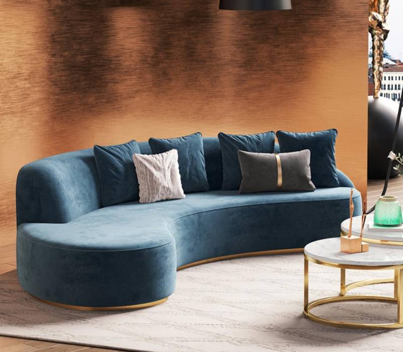 Samt Sofa 4 Sitzer Polster Textil Modern Relax Sitz Luxus Möbel Ecksofa Rund Neu von JV Möbel