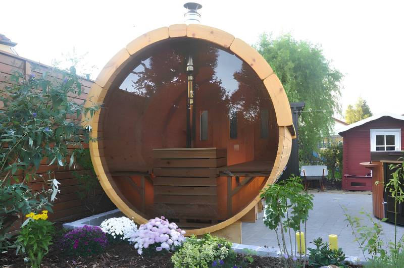 Sauna Saunafass Gartensauna Außensauna Holzsauna 6-8 Personen 4,0 m von JV Möbel