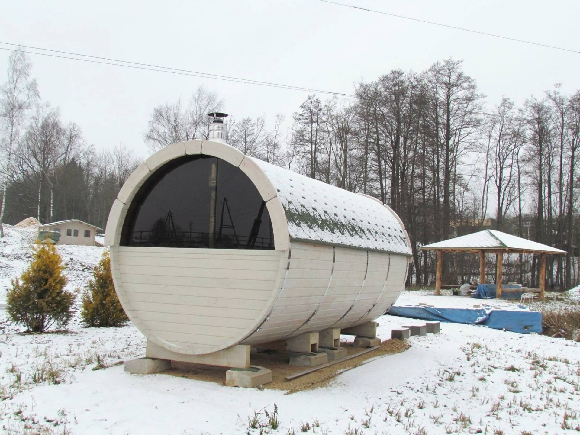 Saunafass Fasssauna Außensauna 46 mm Personen 6-8 Holz Thermoholz Sauna von JV Möbel