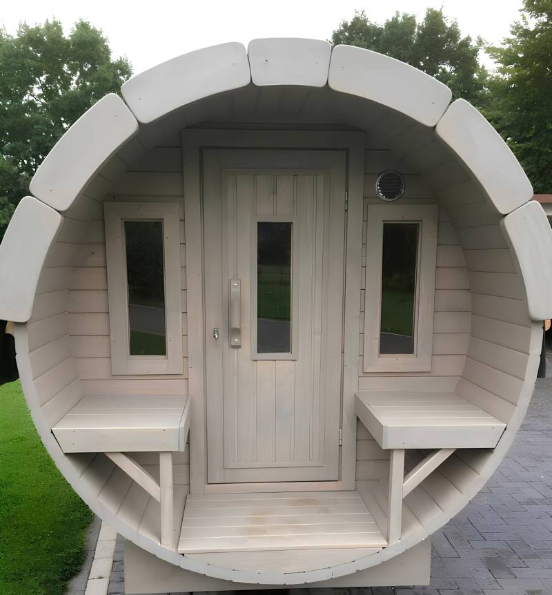 Saunafass Fasssauna Sauna Holzsauna Runde Holz Saunas 6-8 Personen 3,5m von JV Möbel