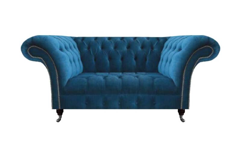 Schicker Blauer Chesterfield Zweisitzer Moderne Wohnzimmer Sitzmöbel von JV Moebel