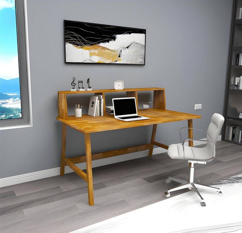 Schicker Holztisch Brauner Arbeitstisch Designer Schreibtische Büro Möbel von JV Moebel