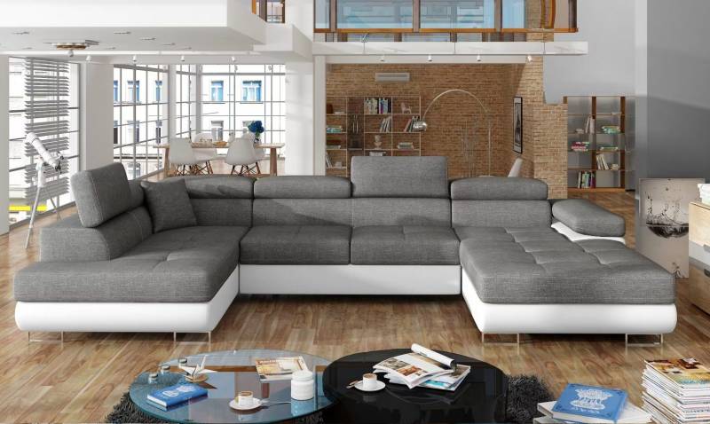 Schlafsofa Design Ecksofa U-form Bettfunktion Couch Textil Sofas Stoff Schlaf Sofort von JV Möbel