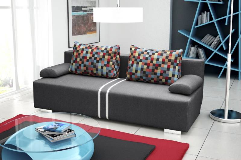 Schlafsofa Klappcouch 3-Sitzer Schlaffunktion + Bettkasten Couch Designer Sofa von JV Möbel