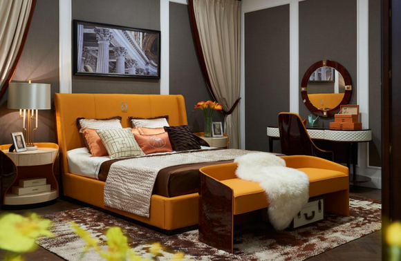 Schlafzimmer 7tlg. Set Luxus Möbel Bett Hocker Spiegel Nachttisch von JV Möbel