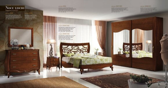 Schlafzimmer Bett Nachttisch Kleiderschrank Kommode Spiegel Garnitur Set 6tlg von JV Möbel