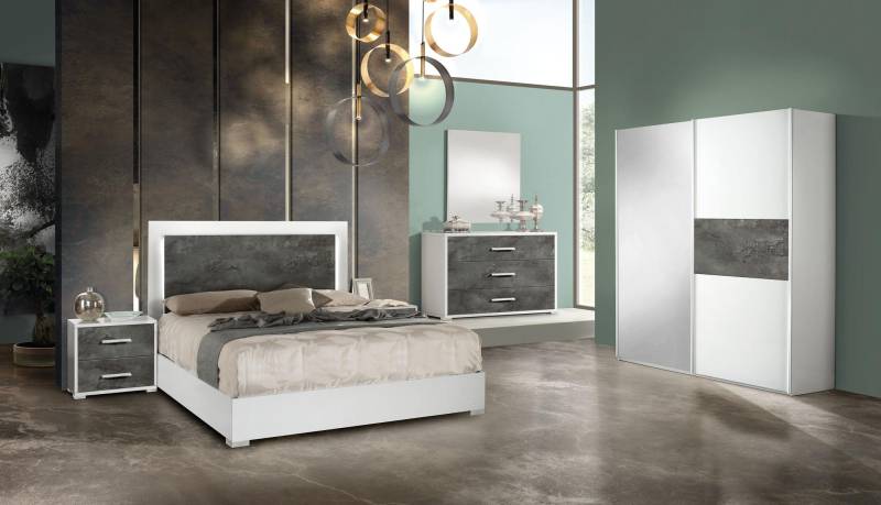 Schlafzimmer Bett Nachttisch Kommode Spiegel Doppel Neue Möbel Set 6-teilig. von JV Möbel
