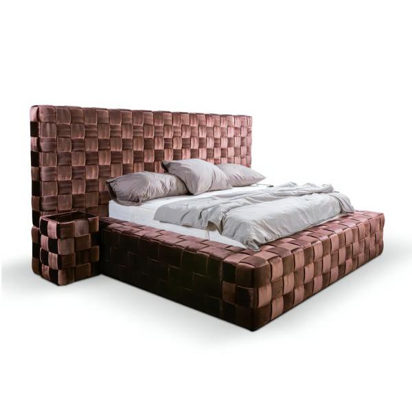 Schlafzimmer Doppelbett Bett 180сm Matratze Braun moderner Stil Holz von JV Möbel