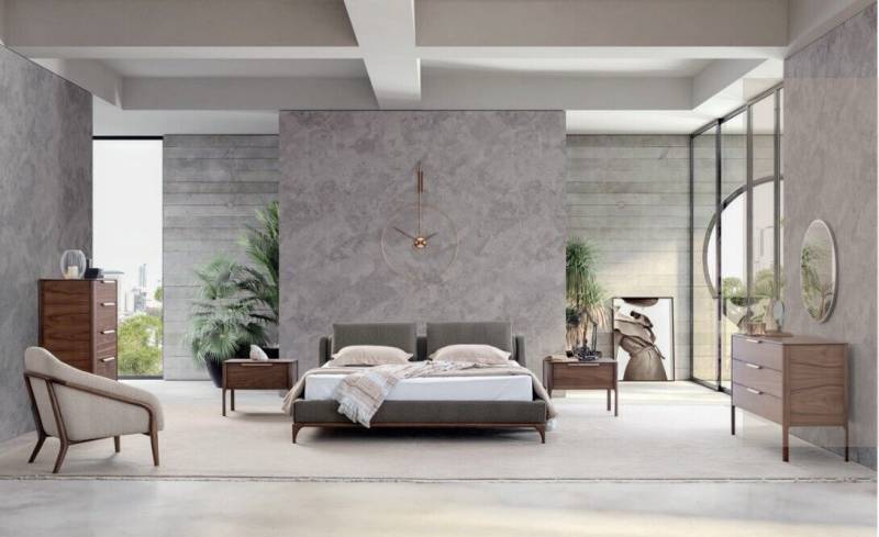 Schlafzimmer Komplett Set Bett 2x Nachttische Kommode Schrank Modern von JV Möbel