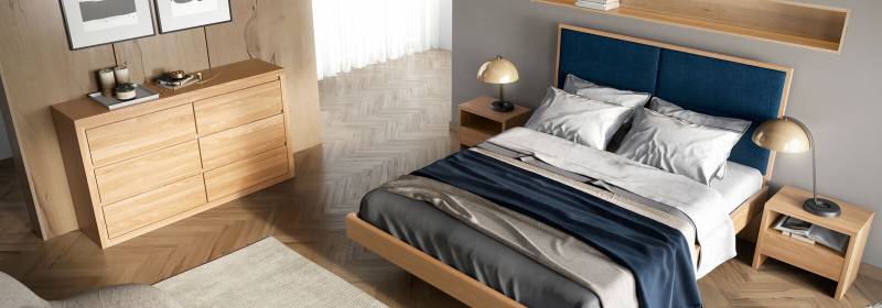 Schlafzimmer Set 4tlg. Set Bett 2x Nachttische Kommode Massiv Holz Garnitur Neu von JV Möbel