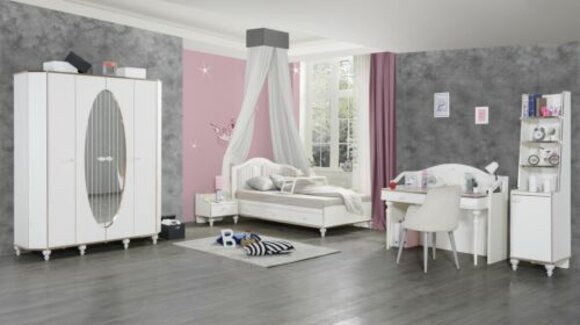 Schlafzimmer Set 5tlg. Bett Nachttisch Schreibtisch Kinderbett Möbel von JV Möbel