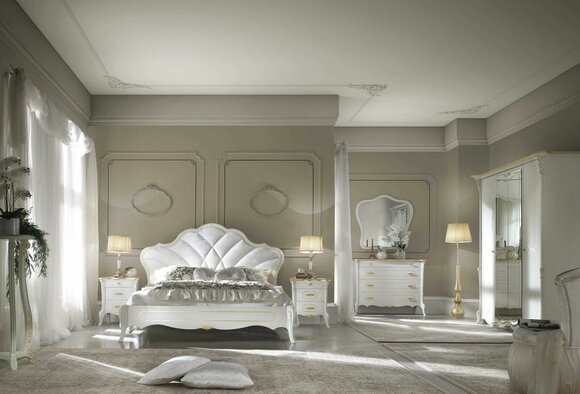 Schlafzimmer Set Barock Bett Nachttisch Kommode Bett Möbel 6tlg. Massivholz von JV Möbel