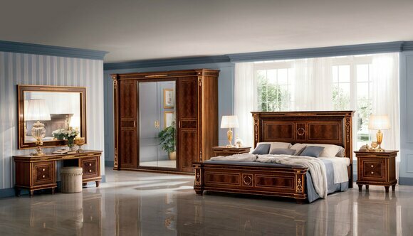 Schlafzimmer Set Bett Nachttisch Kommode Spiegel Hocker Neu 7tlg. Barock von JV Möbel