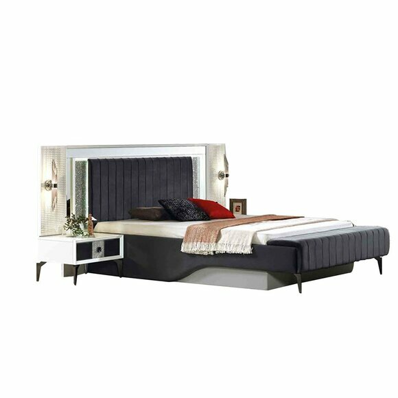 Schlafzimmer Set Designer Doppelbett 2x Nachtkästchen 3tlg Garnitur von JV Moebel