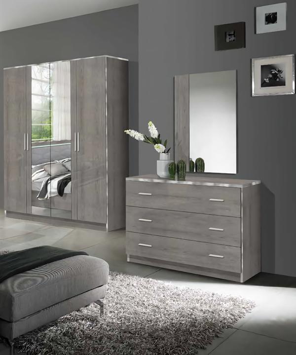 Schlafzimmer Set Kleiderschrank + Kommode + Spiegel Moderne Möbel 3tlg Luxus Neu von JV Möbel