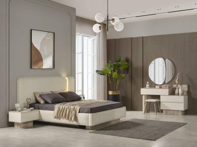 Schlafzimmer Sets Komplette Einrichtung Bett Nachttische Kleiderschrank 5tlg. von JV Möbel