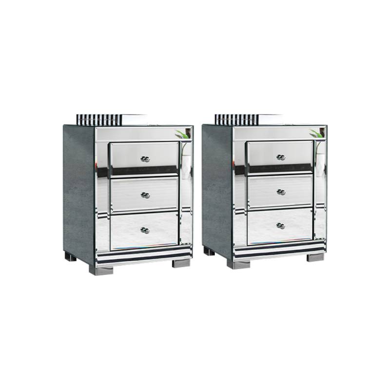 Schlafzimmer Silber 2x Nachttische Designer Nachtkommoden Möbel 2tlg Schlafzimmer Silber 2x Nachttische Designer Nachtkommoden Möbel 2tlg von JV Möbel