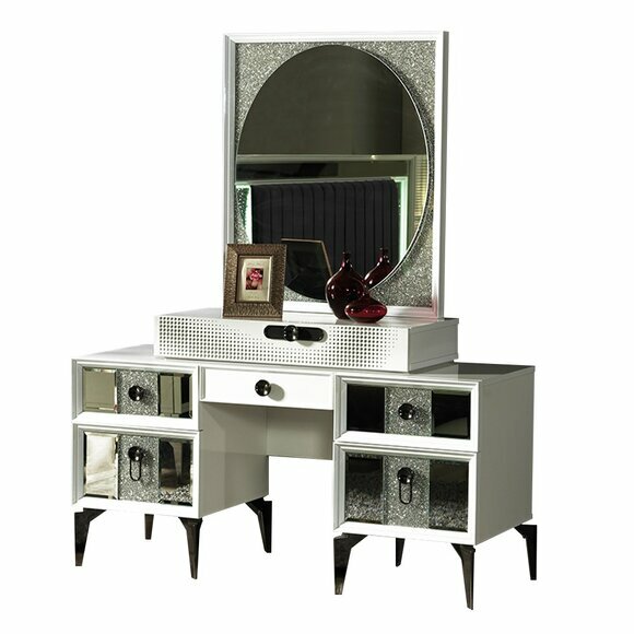 Schminkkonsole Schminktisch Frisiertisch Spiegel Weiß Design Holz Schminkkonsole Schminktisch Frisiertisch Spiegel Weiß Design Holz von JV Moebel