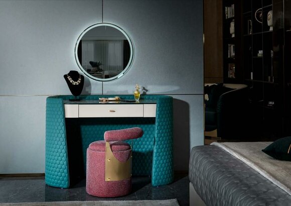 Schminktisch Hocker Schlafzimmer Leder Textil Konsolen Modern Design Schmink Neu von JV Möbel