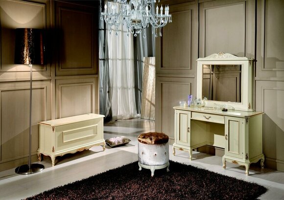 Schminktisch Italienische Stil Möbel Sideboard Schlafzimmer Barock Rokoko Hocker Neu von JV Möbel