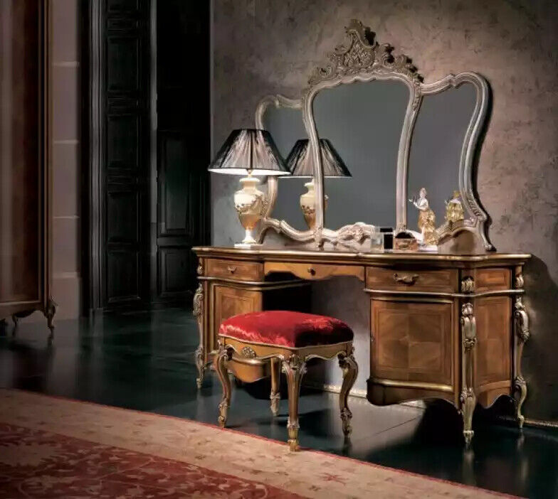 Schminktisch Schlafzimmer Hocker Spiegel Holz Garnitur Designer Möbel Set Schminktisch Schlafzimmer Hocker Spiegel Holz Garnitur Designer Möbel Set von JV Möbel