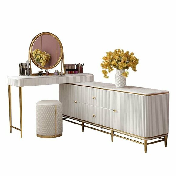 Schminktisch Spiegel Hocker Komplett Kommode Schlafzimmer Moderne von JV Möbel