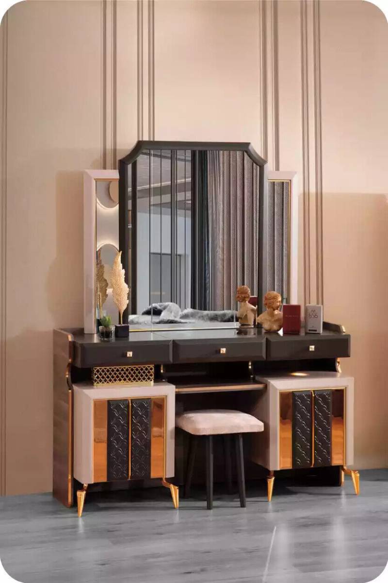 Schminktisch Spiegel Luxus Konsoletisch Schlafzimmer Schmink Schwarz von JV Möbel