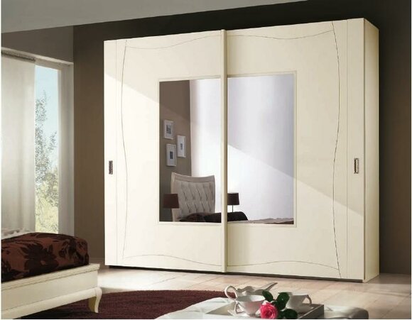 Schränke Kleiderschrank mit Schiebetüren Schlafzimmer Schrank Wand Holz Design von JV Möbel