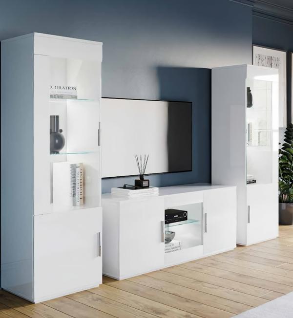 Schrankwand Wohnzimmer Modern Wohnwand Set rtv vitrine sideboard 3tlg. Neu von JV Möbel