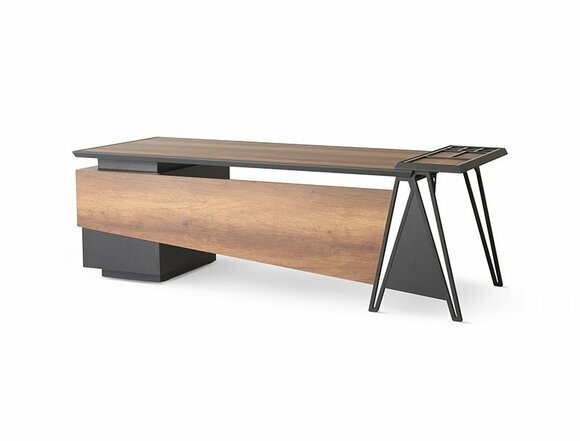 Schreibtisch Bürotisch Arbeitszimmer Braun Grau Zweifarbig Modern Design von JV Moebel