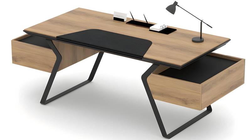 Schreibtisch Bürotisch Computertisch Arbeitszimmer Tisch 2 Schubladen von JV Möbel
