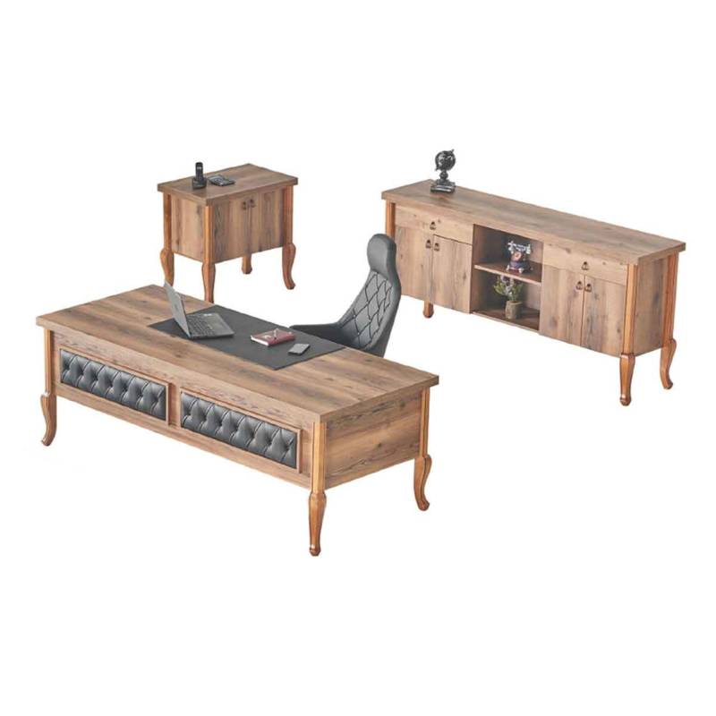 Schreibtisch Cheffsessel Sideboard Kommode Büroeinrichtung Braun Schwarz Schreibtisch Cheffsessel Sideboard Kommode Büroeinrichtung Braun Schwarz von JV Möbel