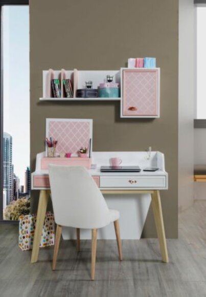 Schreibtisch Wandregal Holz Kinderzimmer Schreibtische Zimmer Möbel Design Rosa von JV Möbel