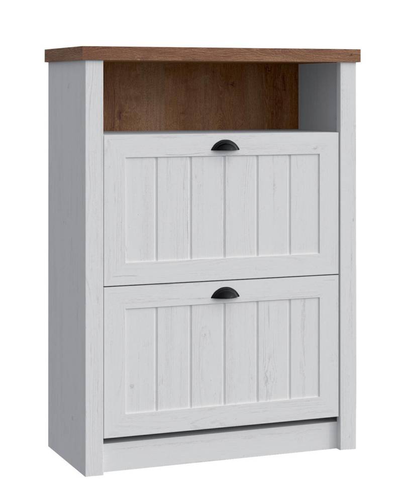 Schuhschrank 2 Fächer Weiß - Schuhregal Schuhständer Schuhe Flur Regale Landhaus von JV Möbel